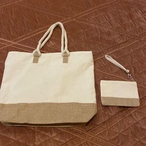 Canvas and burlap tote.
